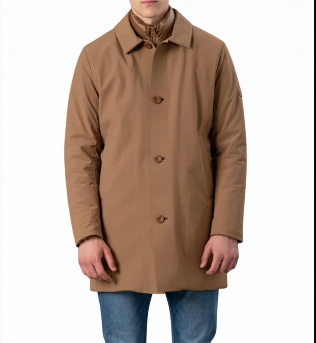 Rihunik Mid-Length Camel Jacket With Detachable Bib