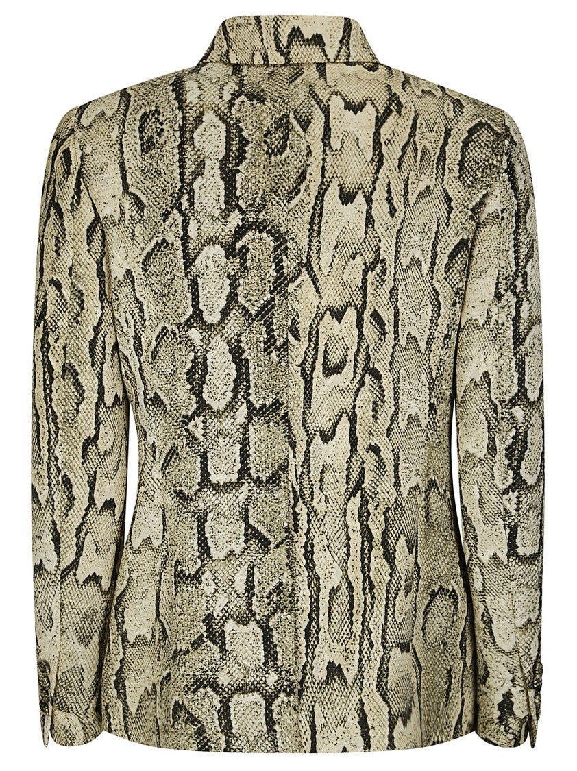 Dries Van Noten Snakeskin Blazer With Peak Lapels