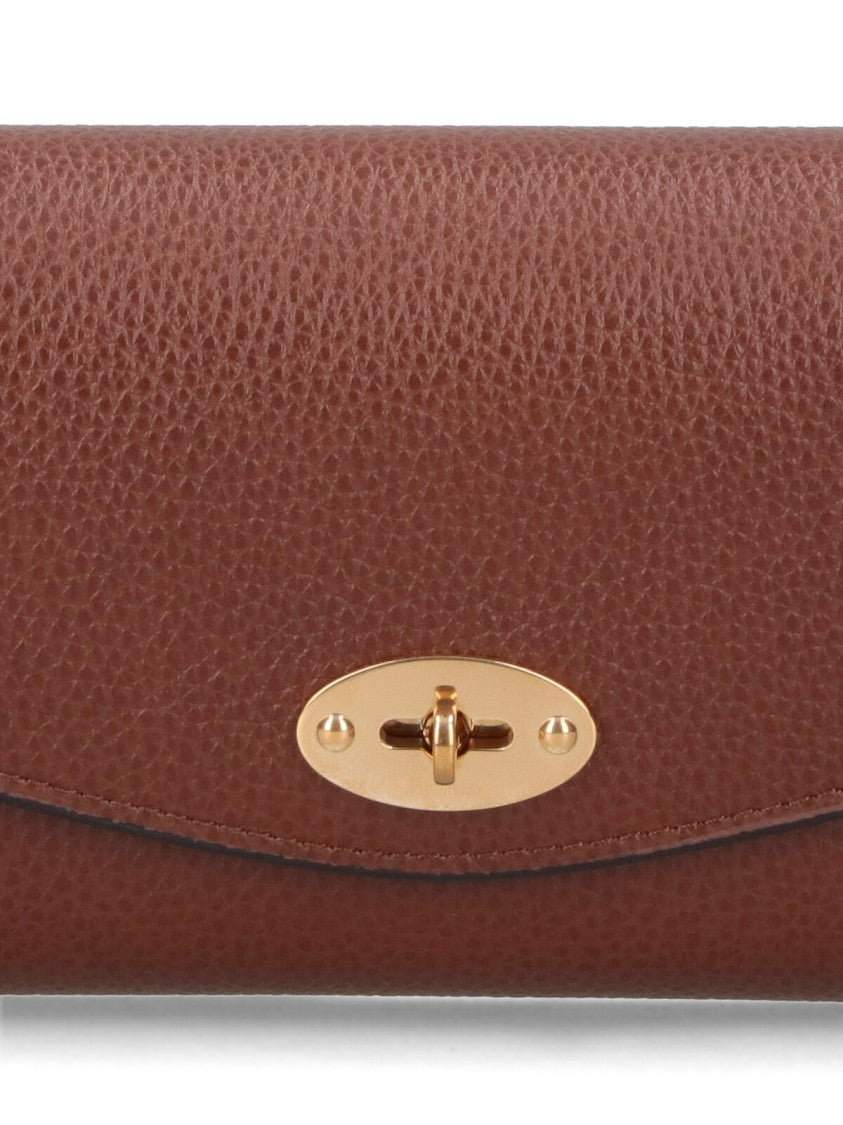 Mulberry Brown Calf Leather Wallet With Gold Hardware