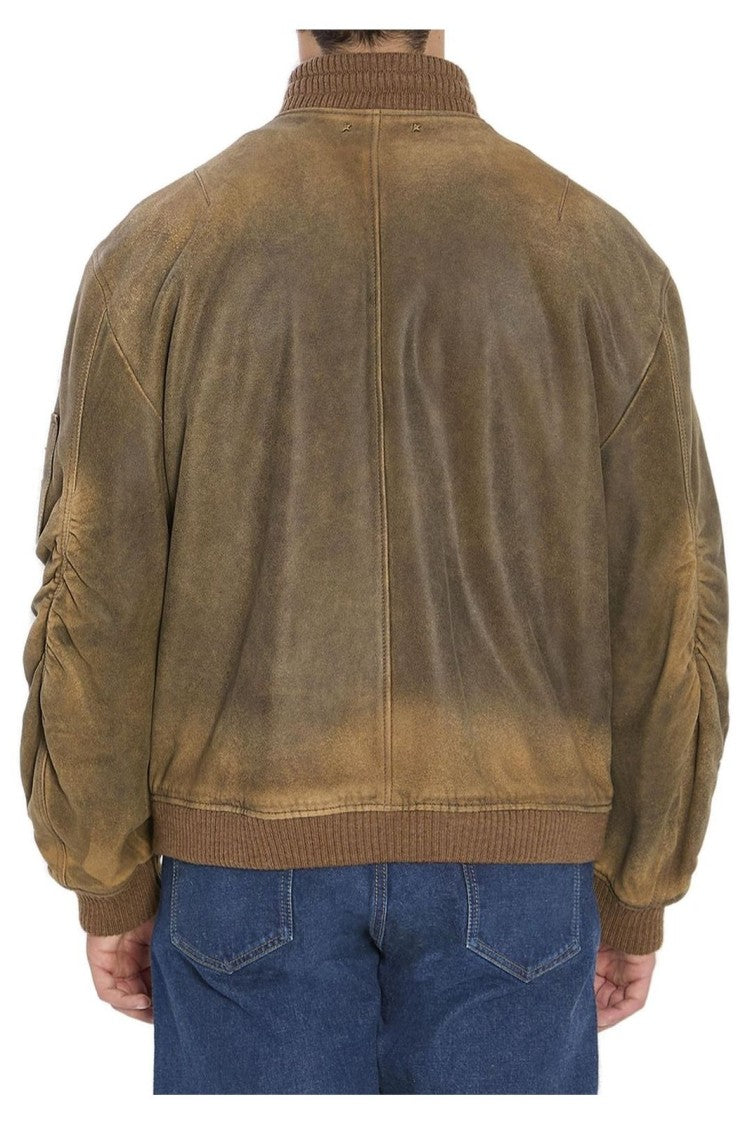 Golden Goose Classic Structured Brown Jacket With Front Zipper Closure
