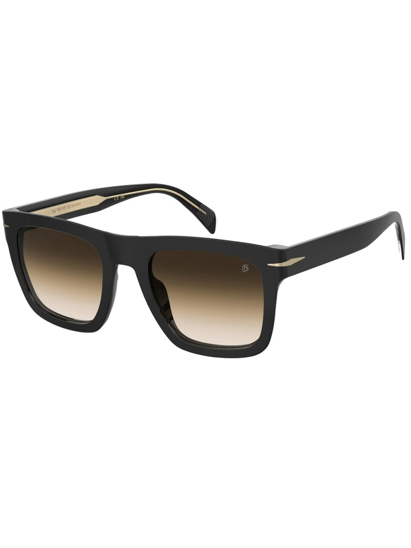 David Beckham Bold Rectangular Frame Sunglasses With Gold Accents