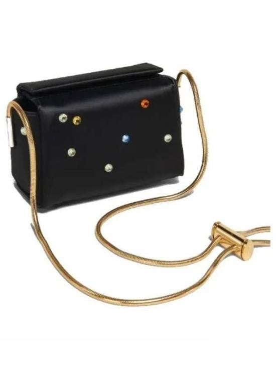 Marni Sleek Black Crossbody Bag With Colorful Gem Embellishments