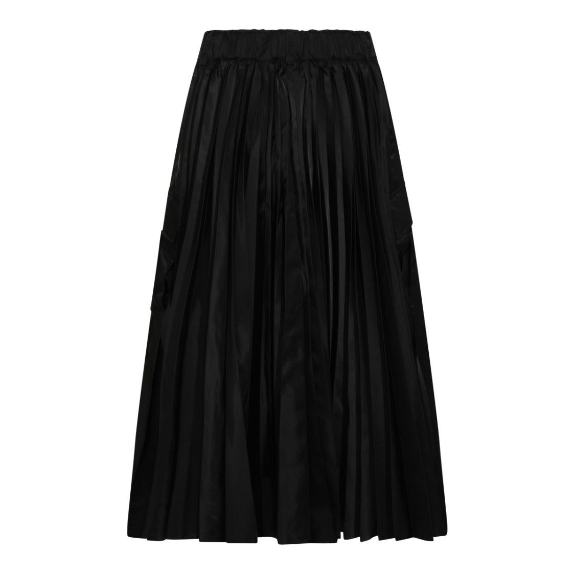 Sacai High-Waisted Full-Length Black Skirt With Pleated Back