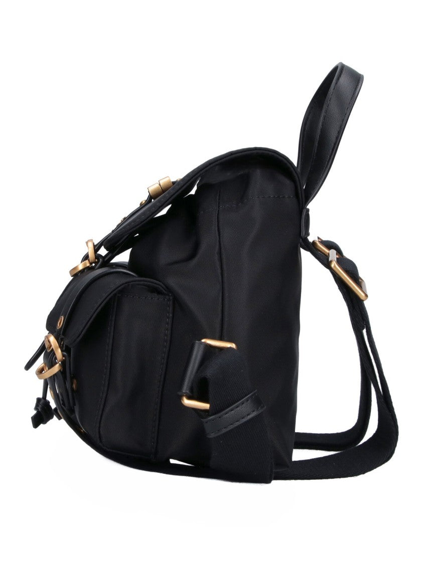 Pinko Black Compact Studs Leather Backpack