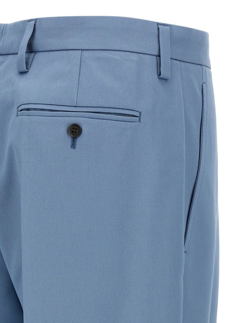 Prada Straight-Leg Cotton Trousers With Pleat Detailing