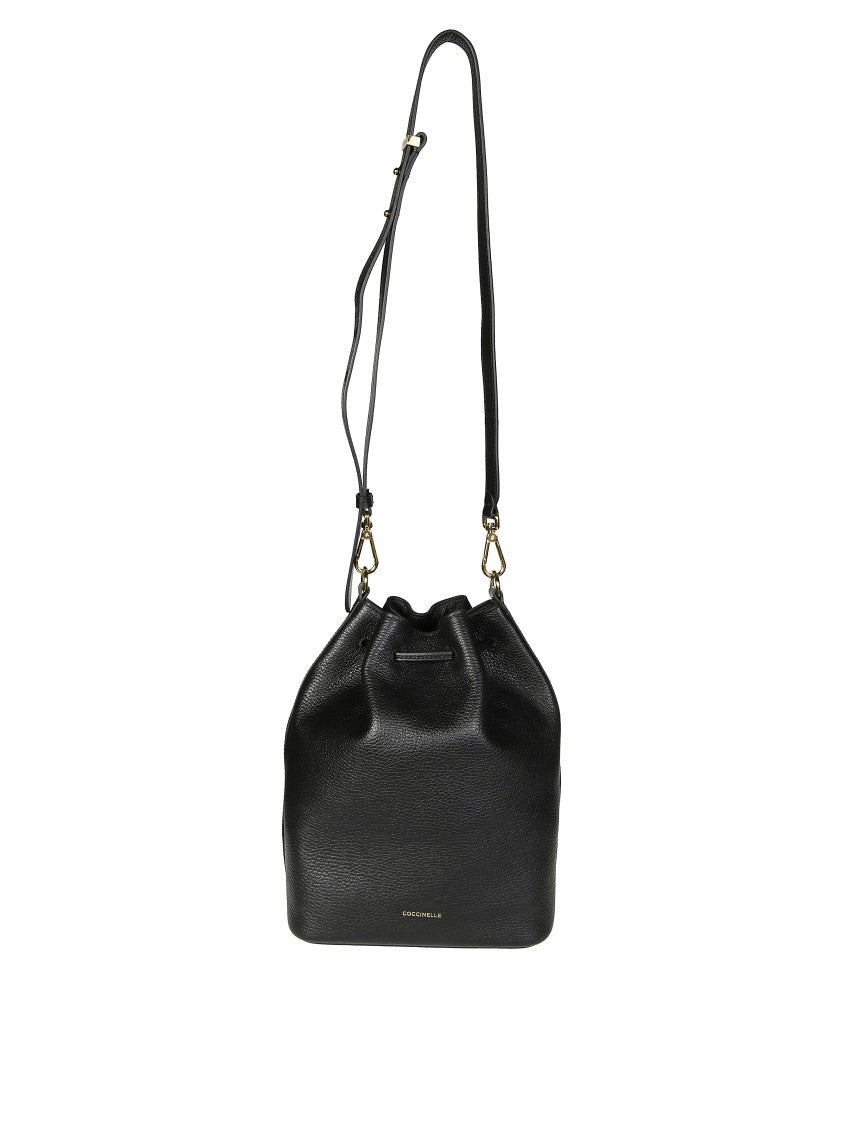 Coccinelle Minimalist Black Cowhide Leather Backpack