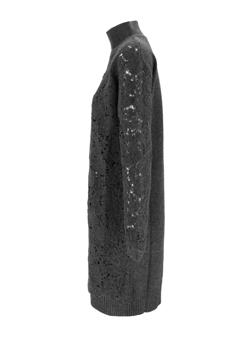Ermanno Scervino Abito+Sottoveste Floral Lace High Neck Dress