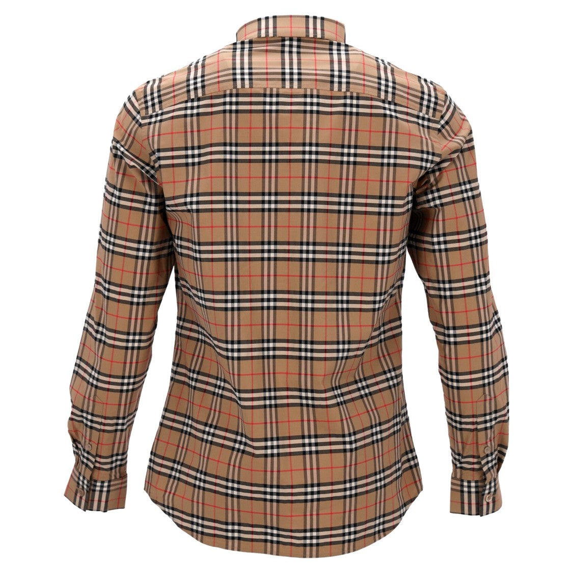 Burberry Long-Sleeved Checked Shirt With Classic Collar And Curved Hem
