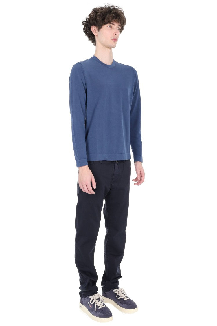 Drumohr Blue Long-Sleeve Frosted Cotton T-Shirt