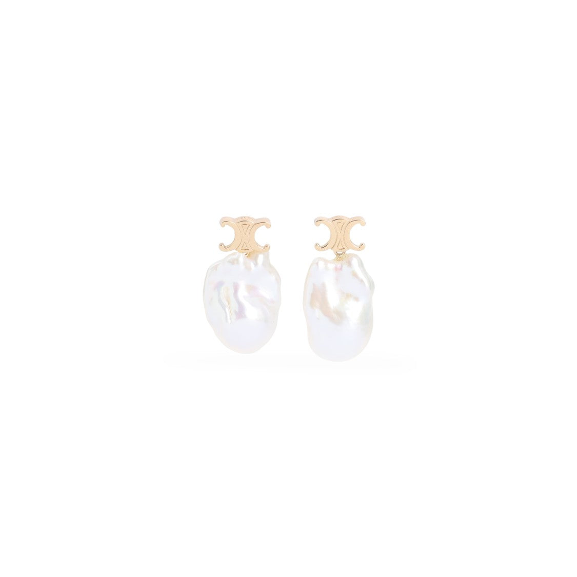 Celine Gold Brass Pearl Earrings