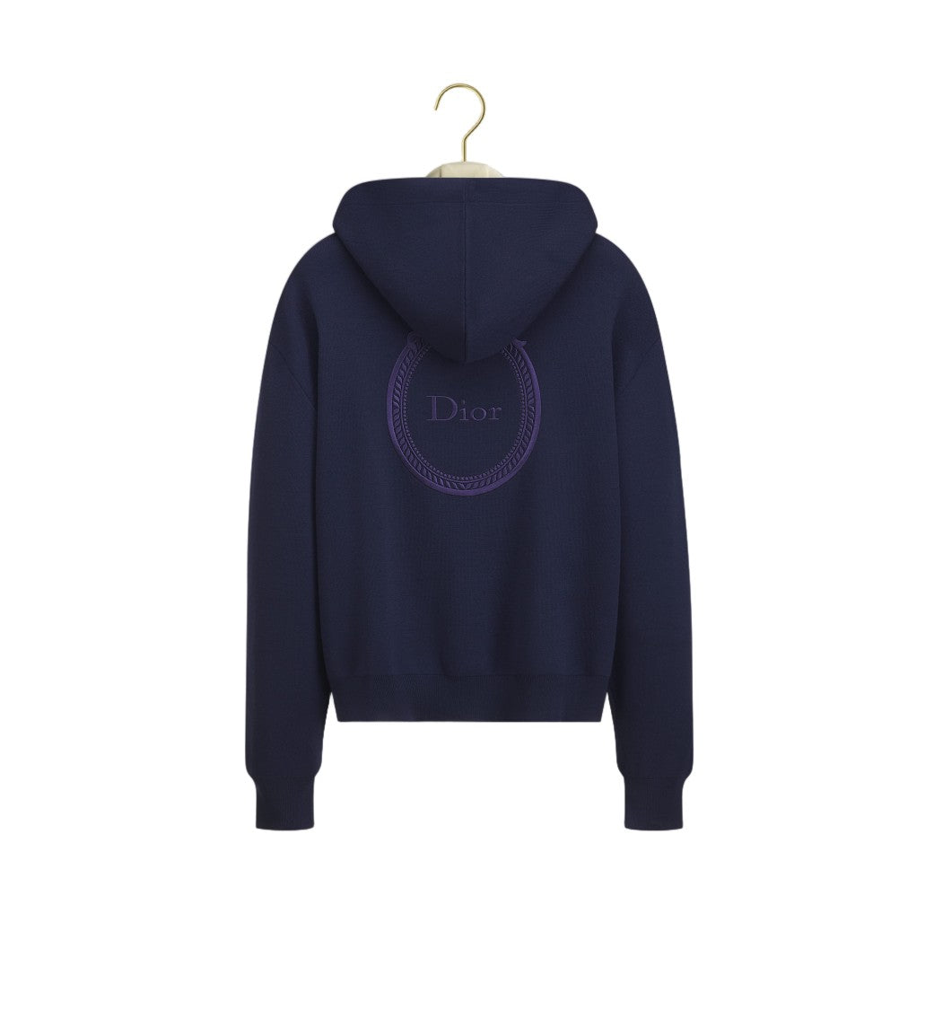 Christian Dior Deep Navy Knit Cardigan With Embroidered Detailing