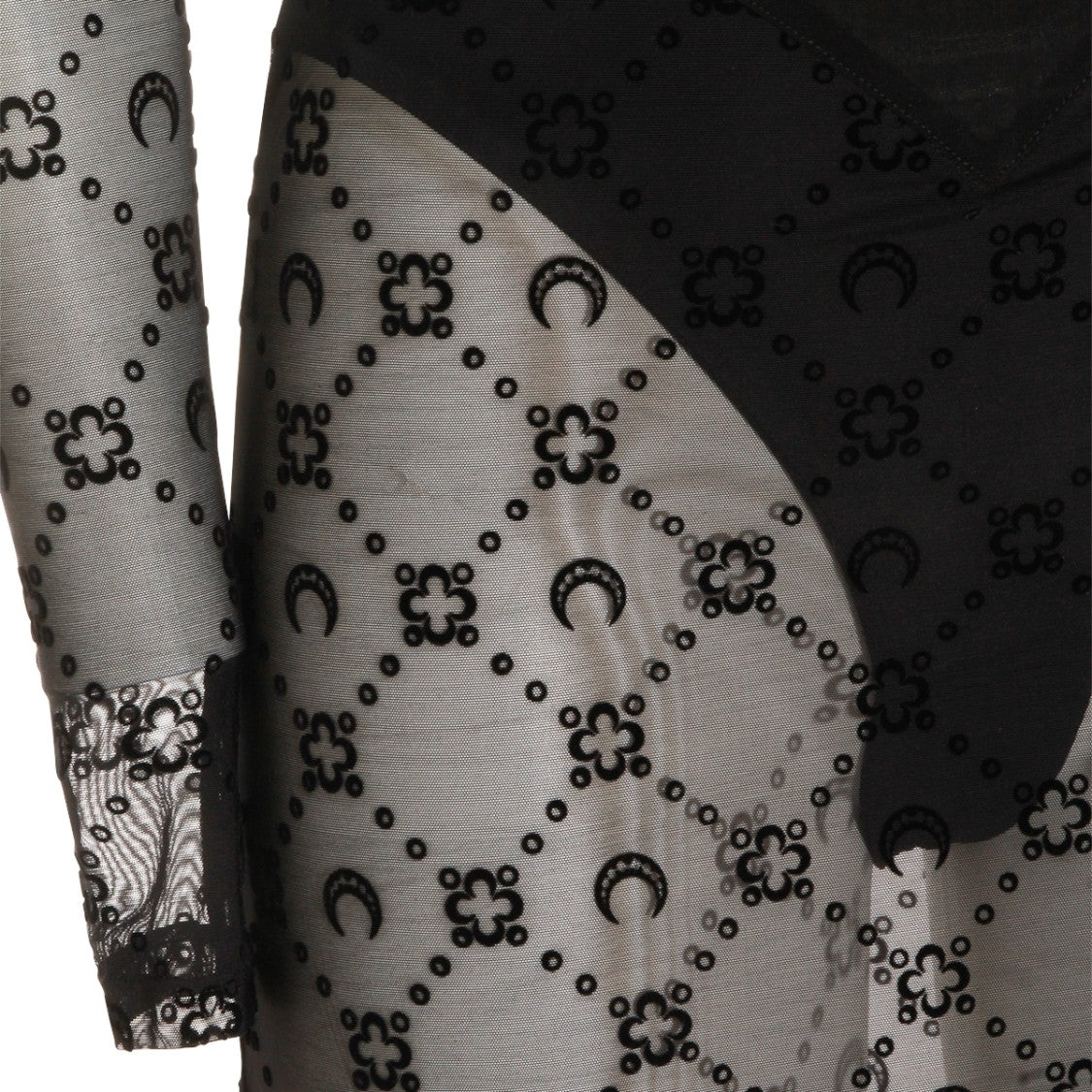 Marine Serre Opaque And Sheer Maxi Dress With Crescent Moon Motif