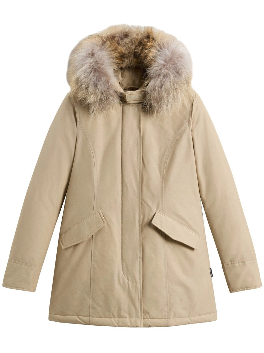 Woolrich Arctic Raccoon Fur-Trim Cotton-Blend Mid-Length Parka