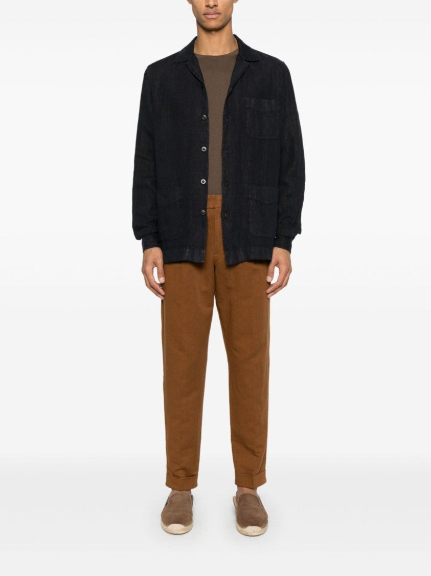 Boglioli Relaxed Fit Black Camp Collar Shirt