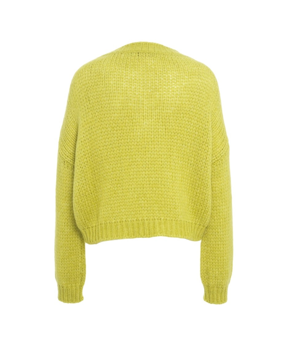 Roberto Collina Cropped Alpaca Blend Sweater With Oversized Fit