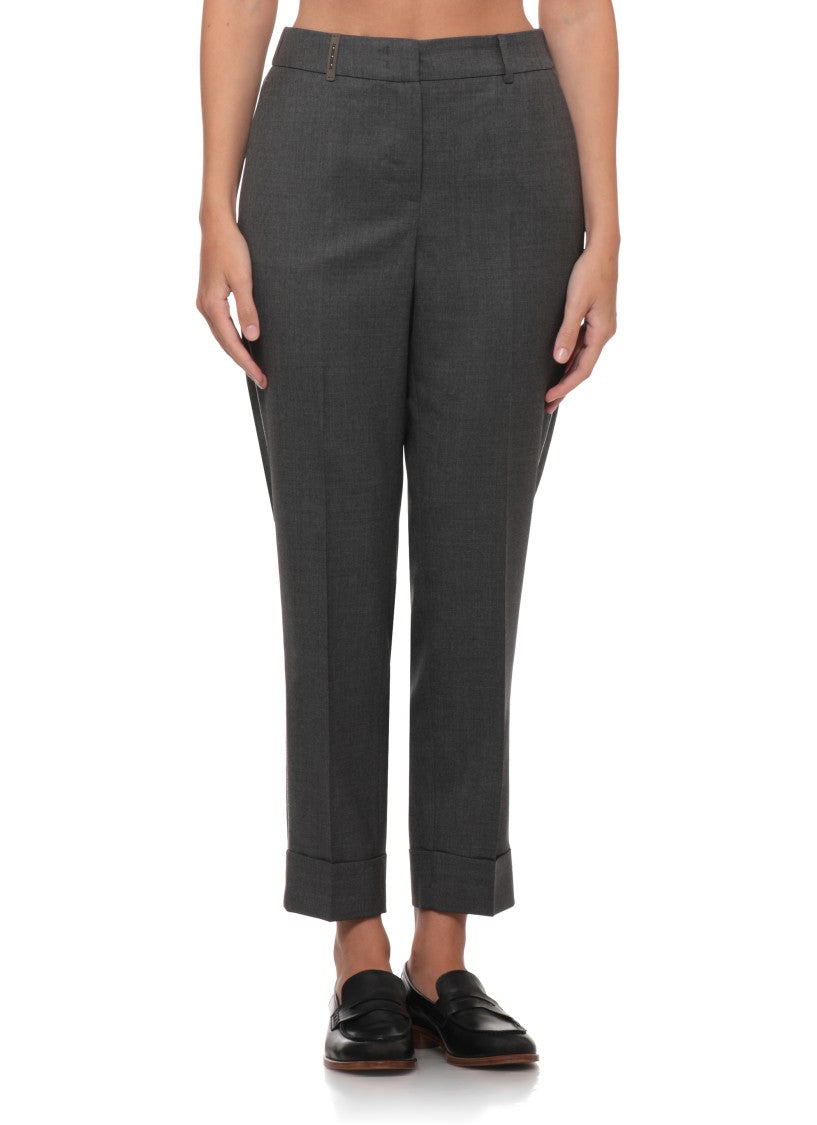 Peserico Tailored Grey Pants With Subtle Glitter Accents