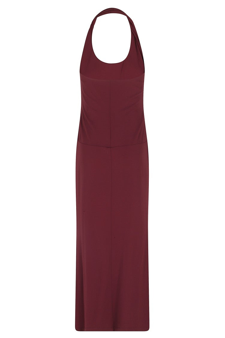 Seventy Red American-Style Knotted Acetate-Blend Maxi Dress