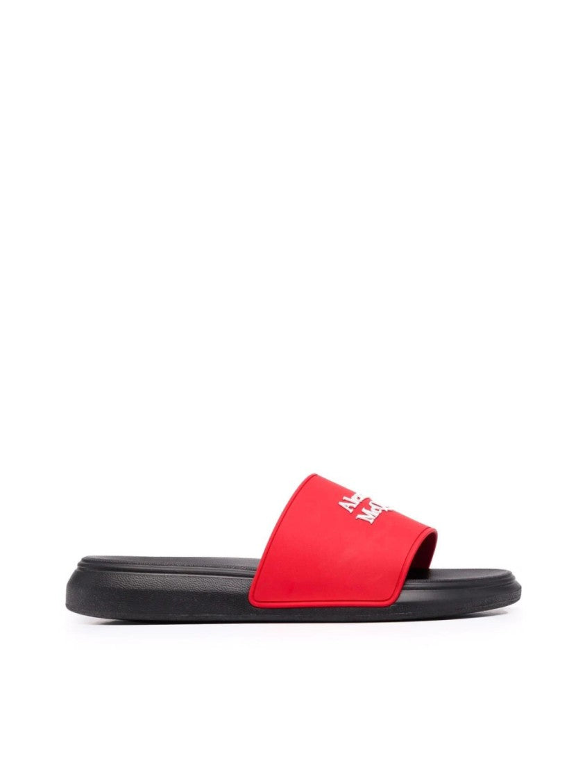 Alexander Mcqueen Logo Printed Slides Sandals