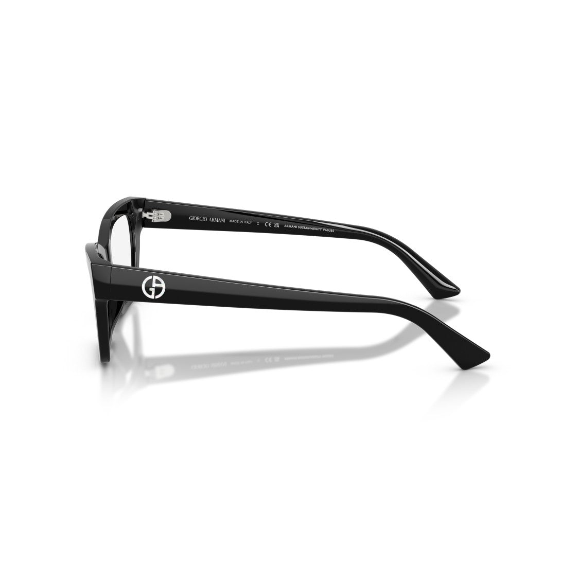 Giorgio Armani 0Ar7285hu Rectangular Black Acetate Eyeglasses With Logo Emblem