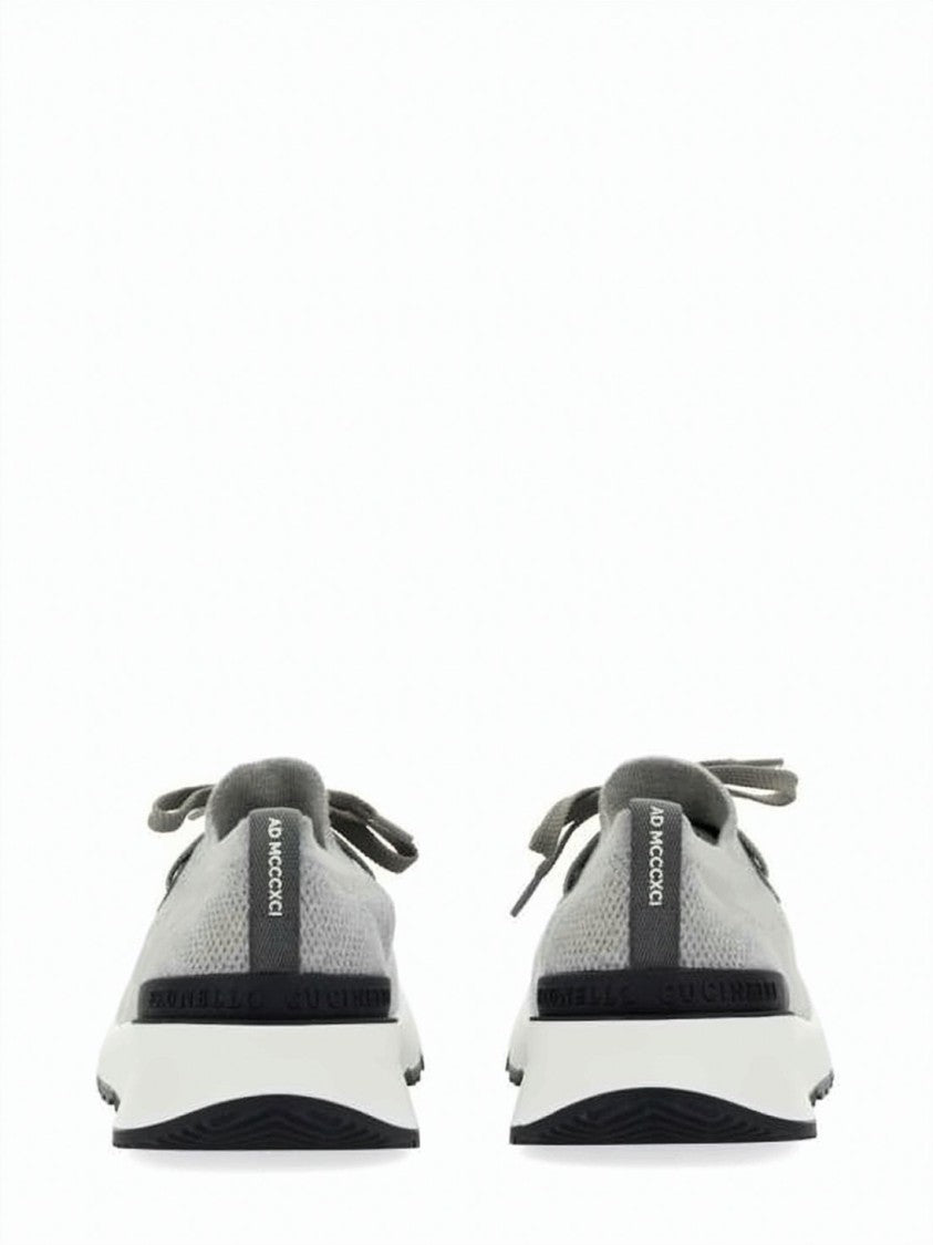 Brunello Cucinelli Knitted Cotton Runner With Semi-Polished Capskin Details