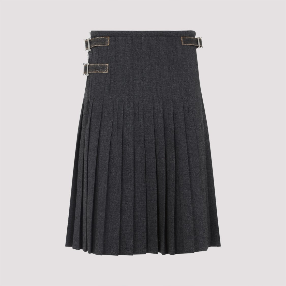 Prada Grey Virgin Wool Midi Skirt