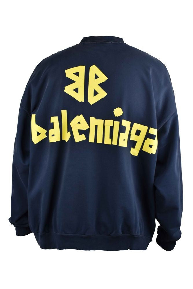 Balenciaga Navy Blue Cotton Fleece Sweatshirt