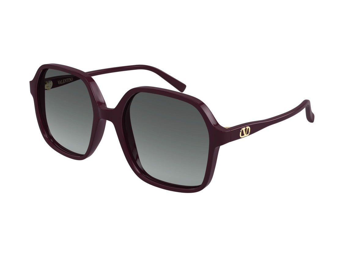 Valentino Gold Burgundy Vg0018s Acetate Oversized Geometric Sunglasses