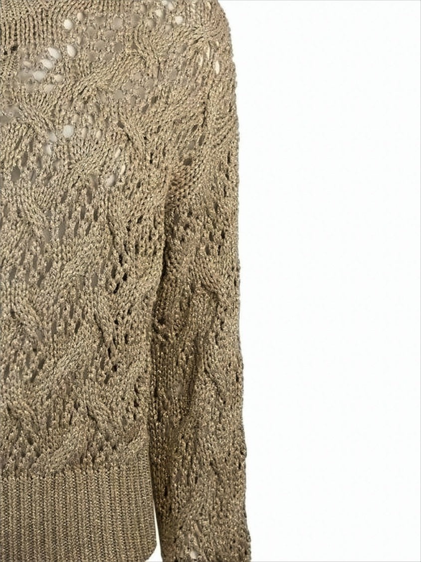 Max Mara Cropped Open-Knit Sweater With Intricate Cable Designs