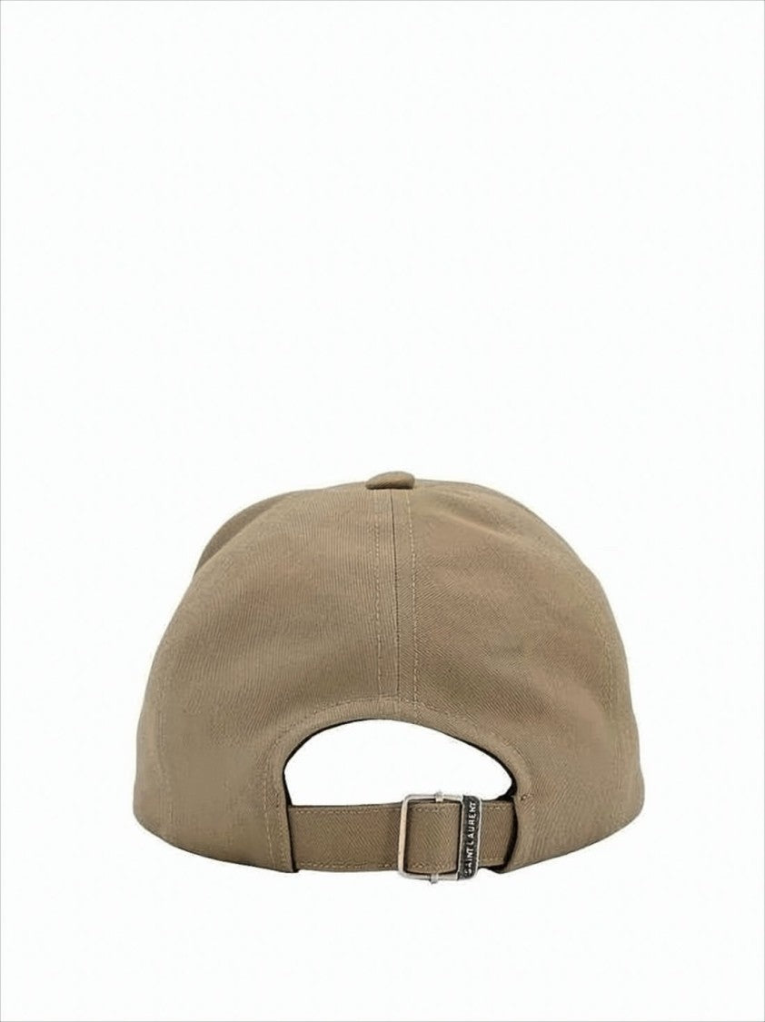 Saint Laurent Structured Beige Cap With Adjustable Strap