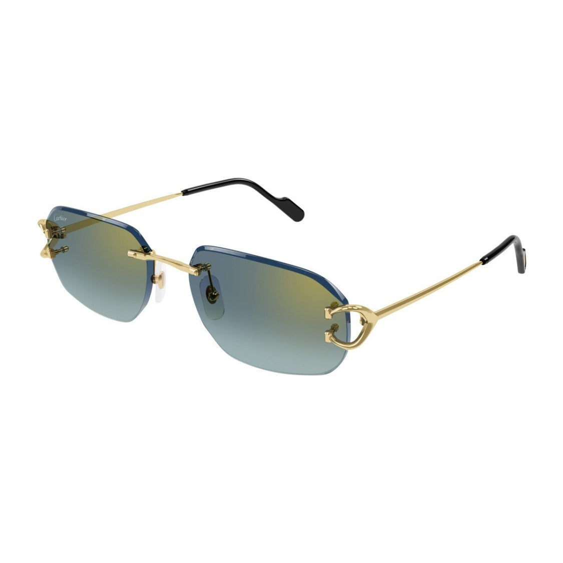 Cartier Gold Signature C De Cartier Geometric Rimless Sunglasses