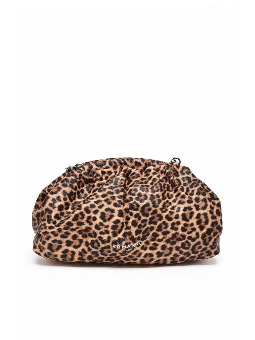 Ermanno Firenze Vanessa Leopard Print Handbag With Rounded Shape And Chain Strap