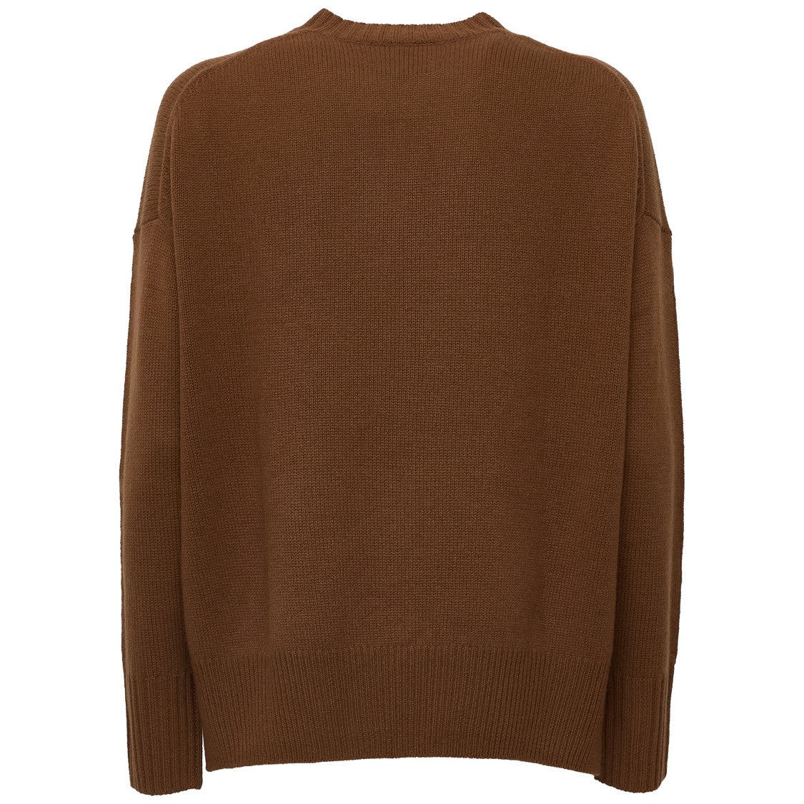 Allude 3-Ply Ribbed Side Slit Cashmere Crewneck Sweater