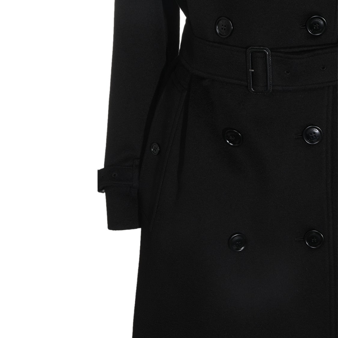 Burberry Double-Breasted Long Coat With Belted Waist And Structured Collar