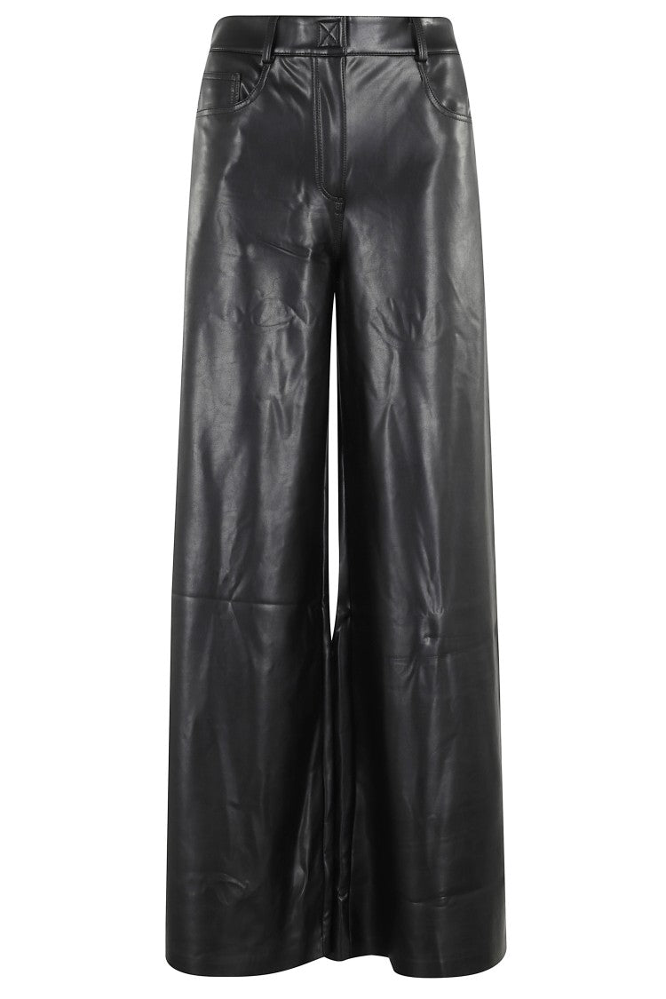 Norma Kamali Wide-Leg Black Synthetic Leather Pants