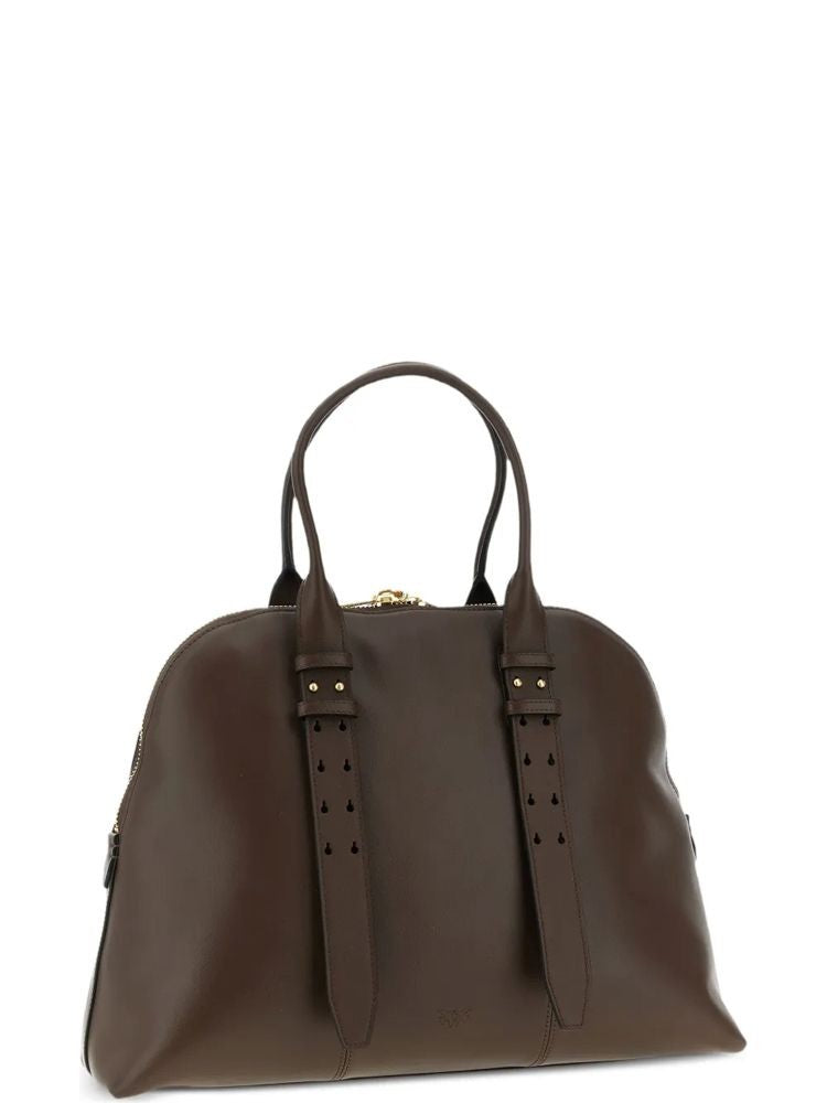 Pinko Bowling Bag In Vitello Morbido With Buckle Accents