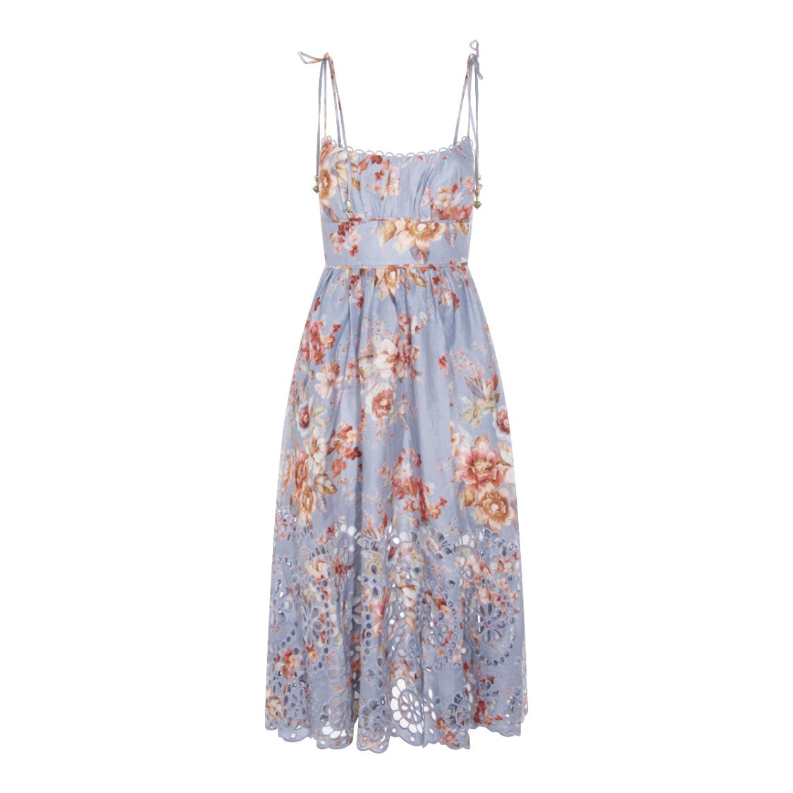Zimmermann Light Blue Floral Print Midi Dress