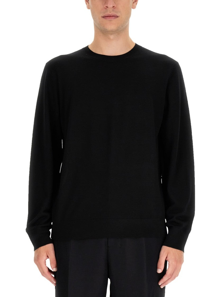 Theory Relaxed Fit Black Wool Sweater With Round Neckline
