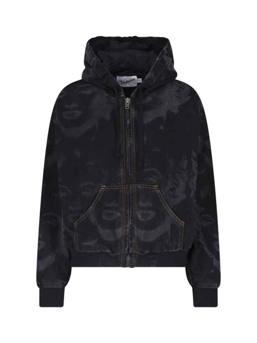 Vaquera Black Artistic Print Cropped Jacket