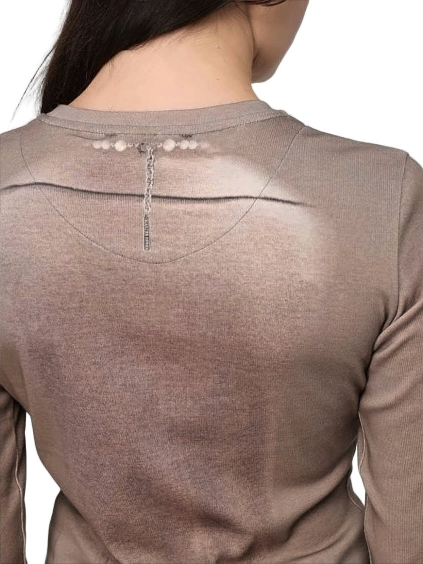 Marine Serre Fitted Long-Sleeved Top With Trompe-L'oeil Print