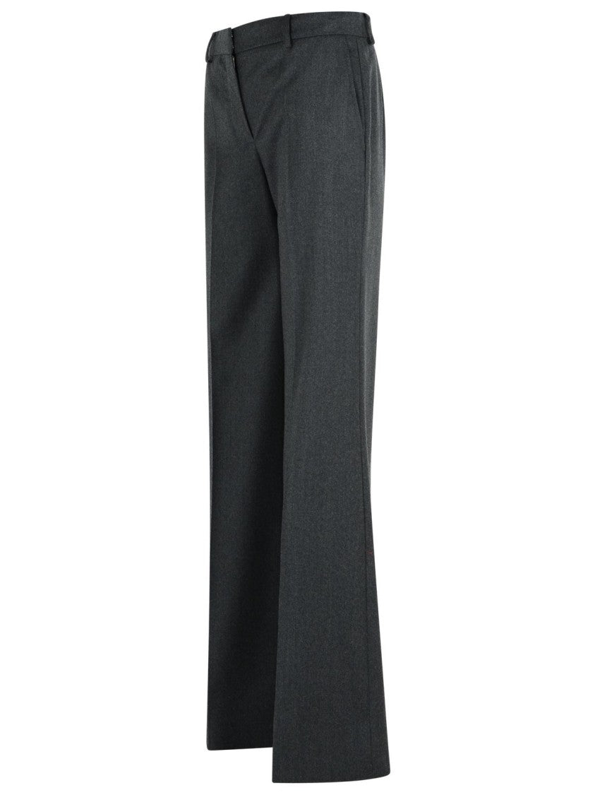 Stella Mccartney High-Waisted Wide-Leg Grey Wool Pants With Tailored Design