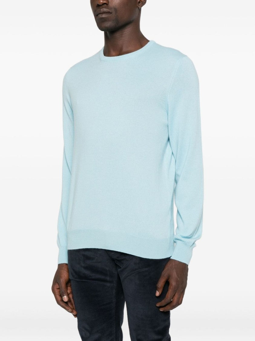 Gran Sasso Light Blue Crewneck Sweater With Ribbed Cuffs