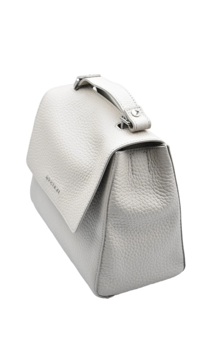 Orciani Beige Hammered Leather Conchiglia Mini Handbag