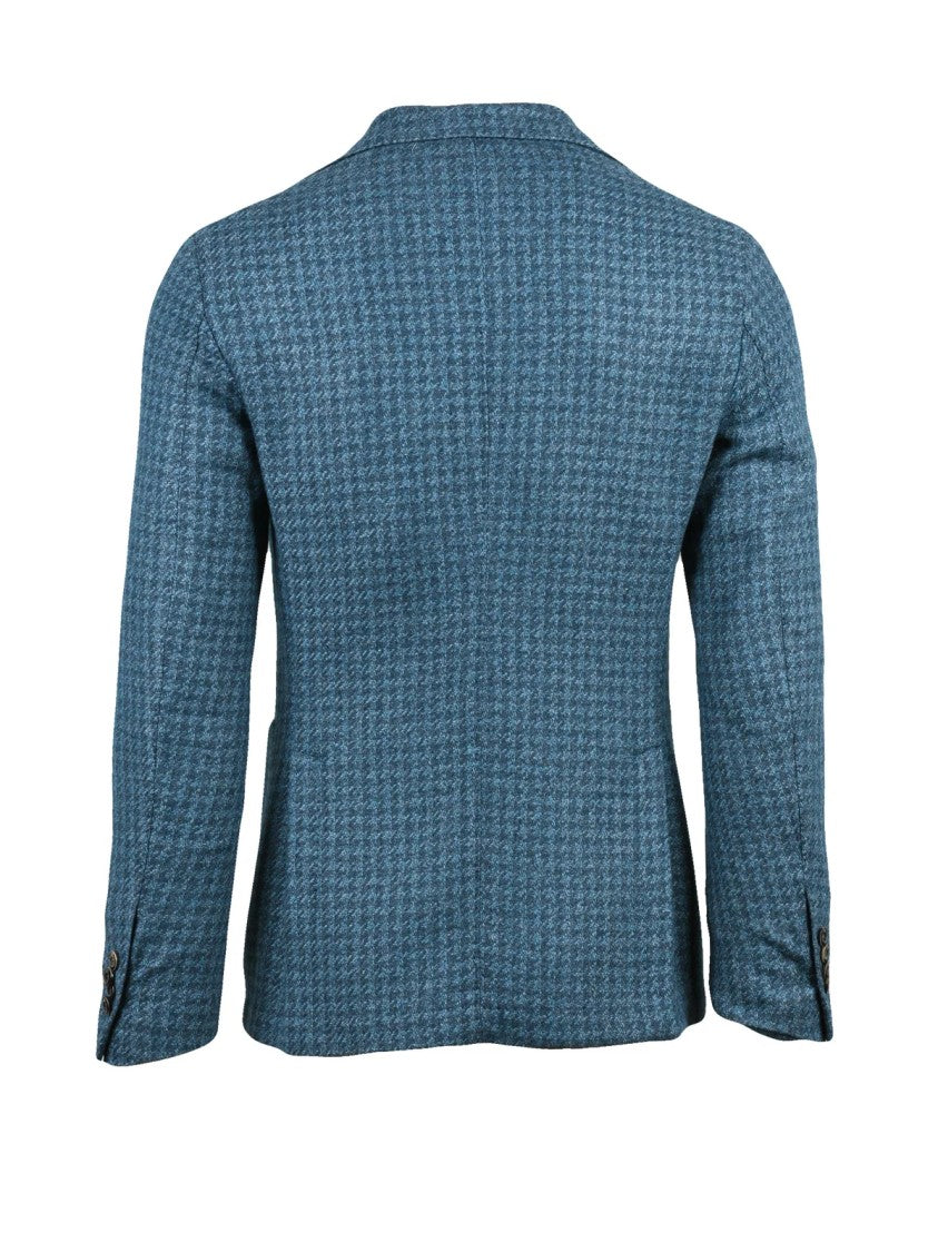 L.B.M. 1911 Textured Grey And Sky Blue Wool-Blend Jacket
