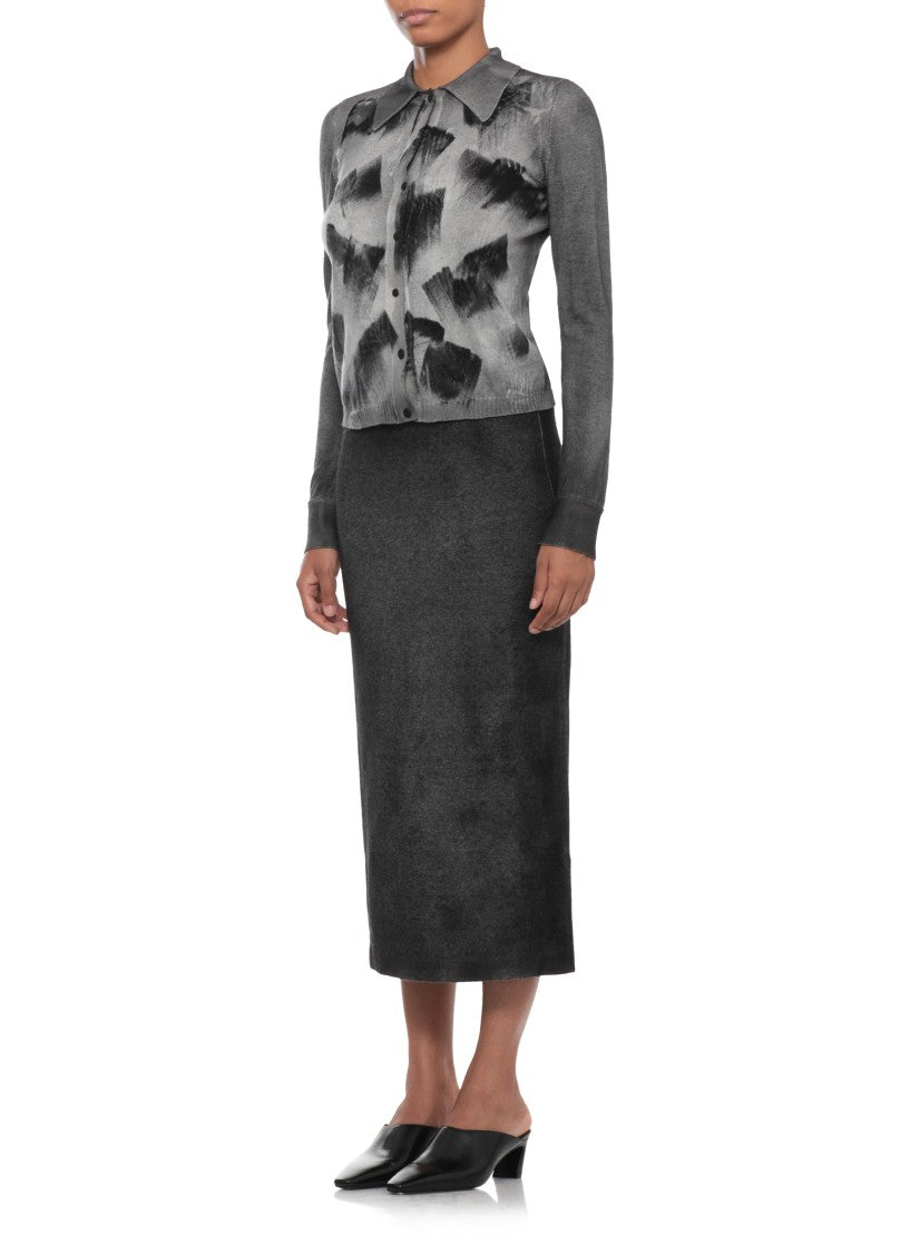 Avant Toi Grey Abstract Pattern Cashmere Cardigan