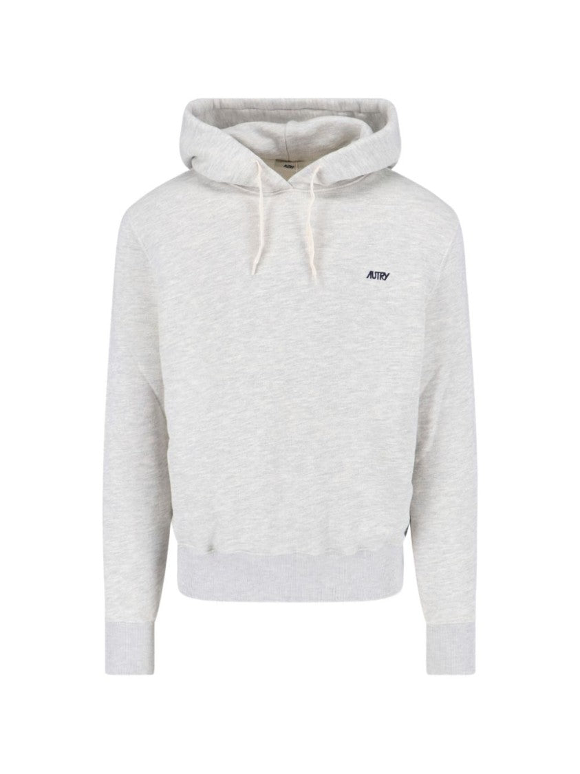 Autry Grey Drawstring Embroidered Hoodie