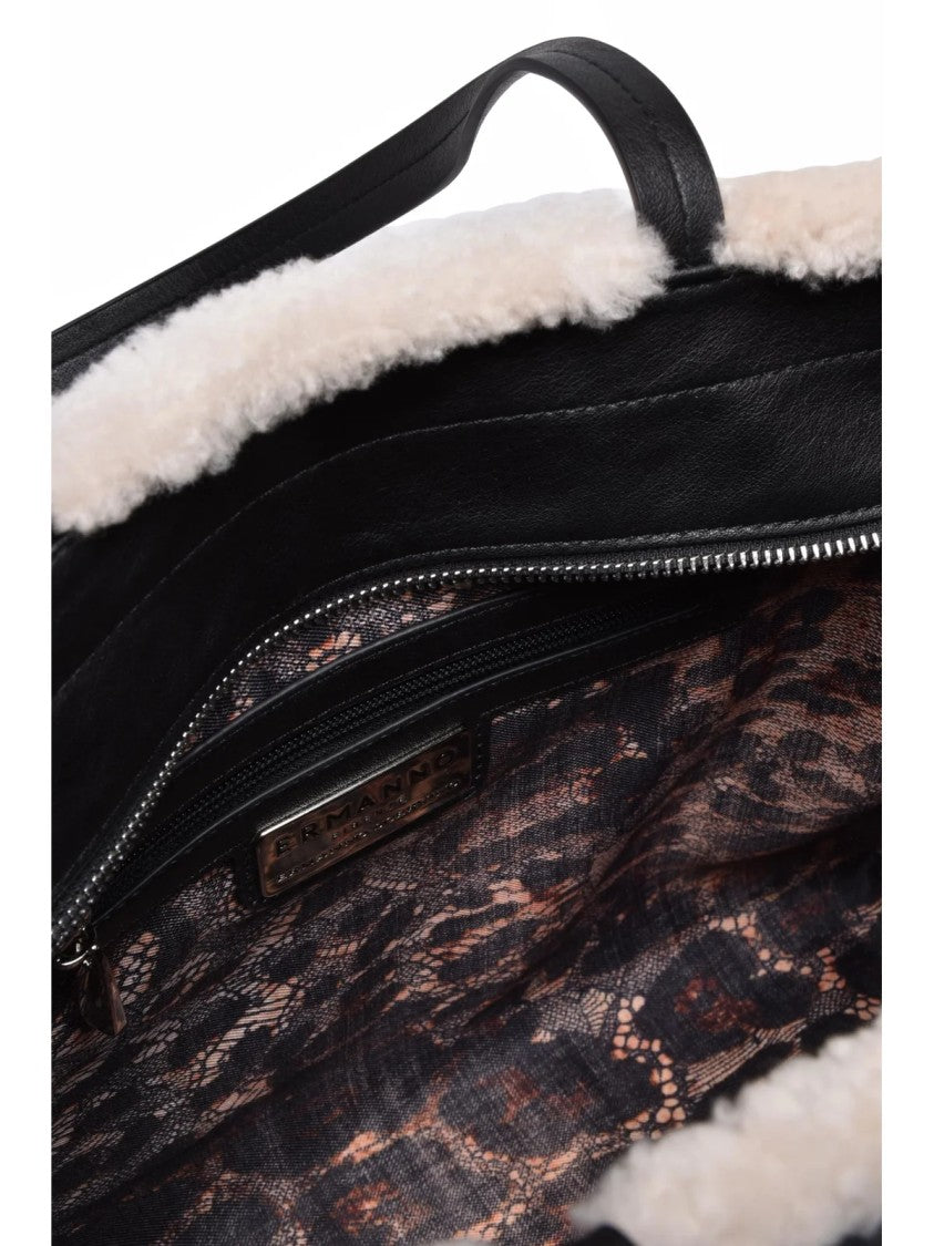 Ermanno Firenze Vanessa Shoulder Bag With Smooth Black Exterior And Contrasting Trim