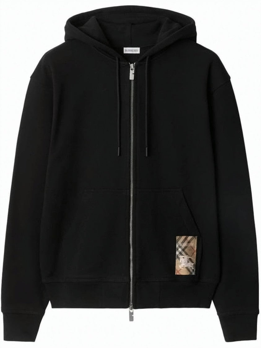Burberry Zip-Up Black Cotton Hoodie