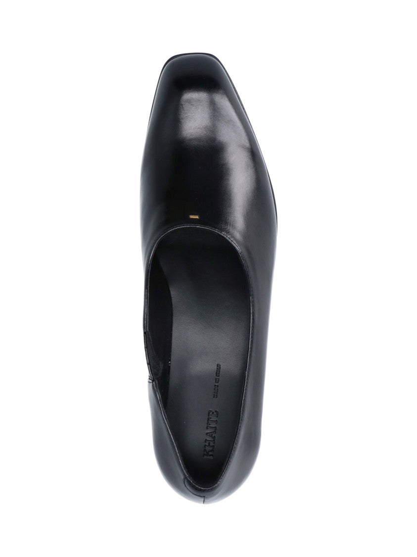 Khaite Glossy Leather Slip-On Moccasins With Squared Toe