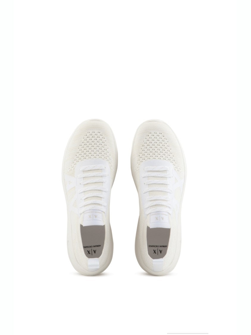 Armani Exchange White Shiny Leather Sneakers
