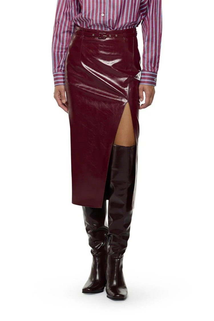 Simona Corsellini Burgundy Crepe Midi Skirt